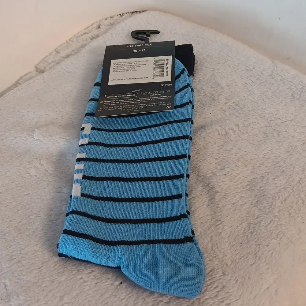 Elvis Presley Blue Striped Socks
